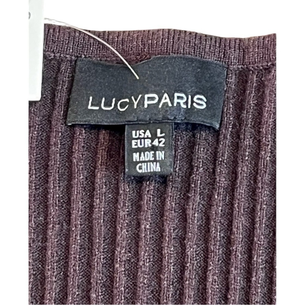 LUCY PARIS Calais Knit Sweater, Fitted, Long Sleeve, Color Brown, Size‎ Large - Picture 4 of 12